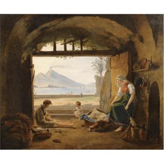Franz Ludwig Catel - German Fischer In Mergellina, Neapel (Neapolitan Fishermen In Mergellina, The Castel Dell\' Ovo And Vesuvius Beyond)