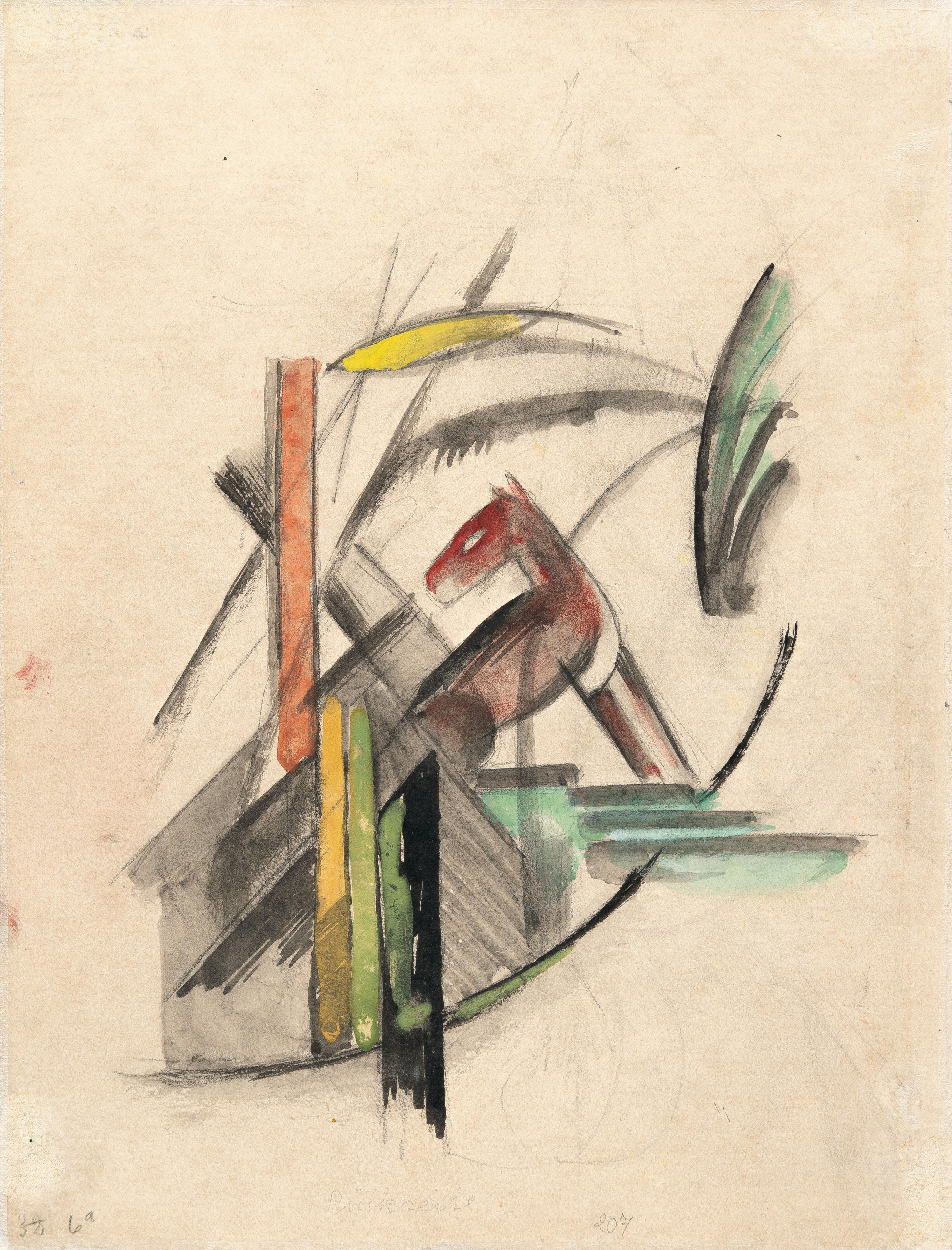 Franz Marc - Recto: Abstrakte Formen – Verso: Rötliches Tier