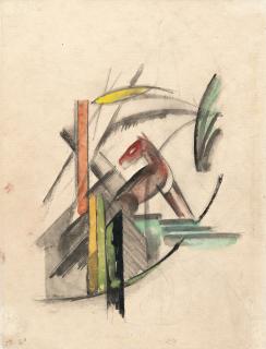 Franz Marc - Recto: Abstrakte Formen – Verso: Rötliches Tier