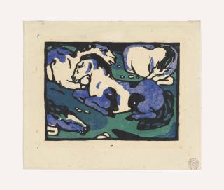 Franz Marc - Ruhende Pferde (Lankheit 825; Söhn 53928-1)