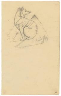 Franz Marc - Sitzender, rückblickender Hund