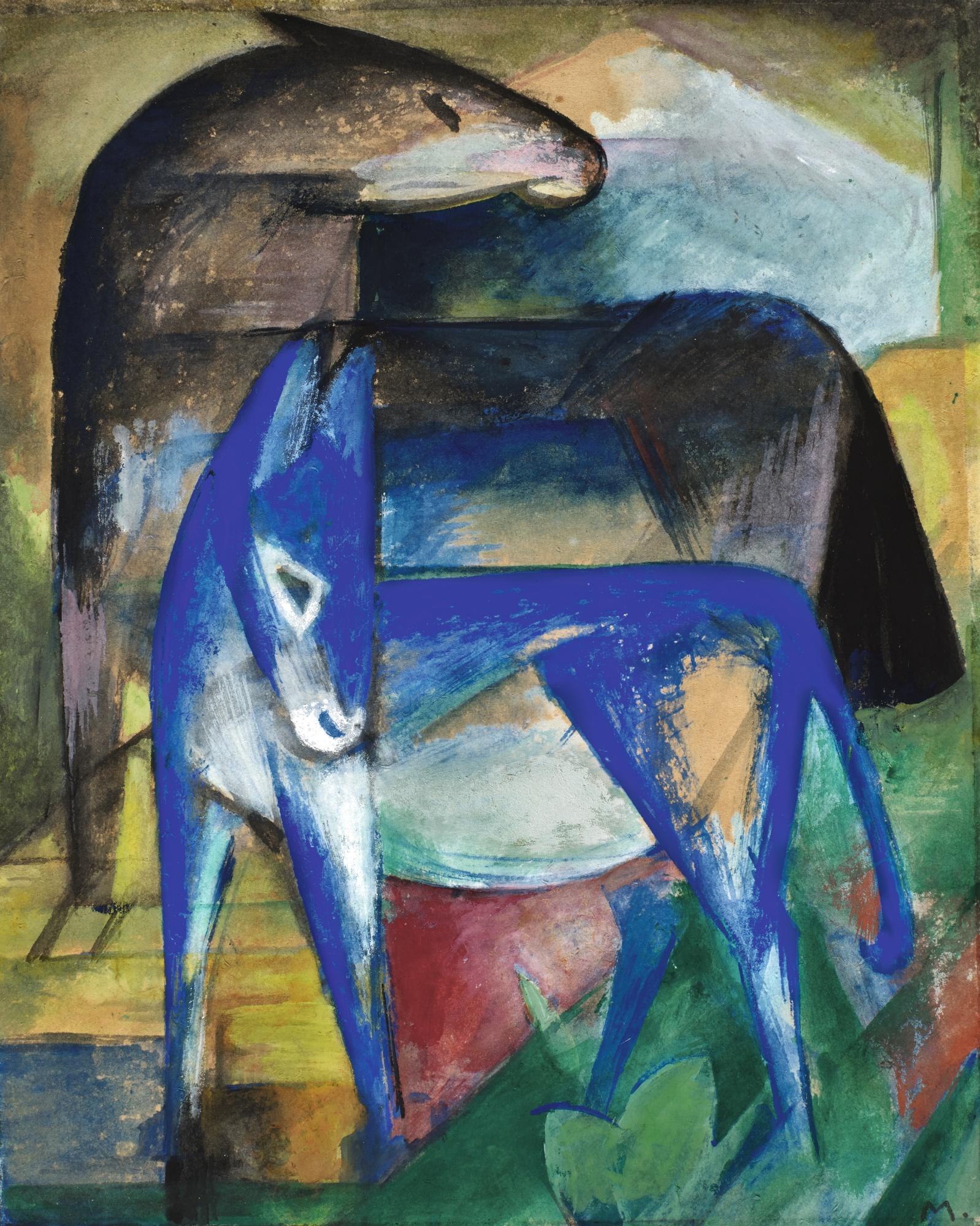 Franz Marc - Zwei Blaue Esel (Pferd Und Esel) (Two Blue Donkeys - Horse And Donkey)