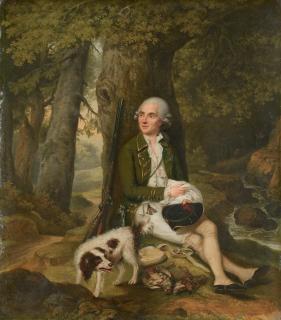 Franz Peter Joseph Kymli - Chasseur Au Repos Près D\'Une Rivière Avec Son Chien