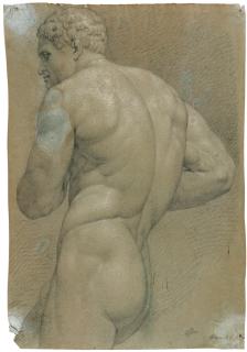 Franz Pforr - Stehender männlicher Rückenakt nach links (Herkules).