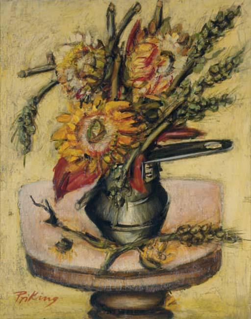 Franz Priking - Sunflowers in a vase