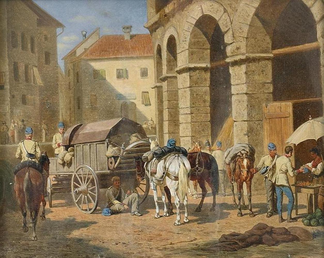 Franz Quaglio - Berittene Soldaten vor einer südlichen Arena