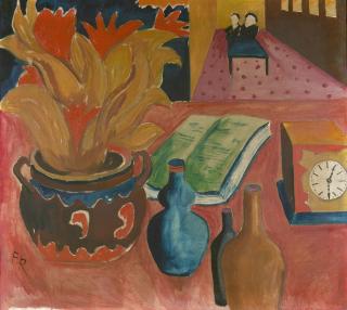 Franz Radziwill - Stillleben mit Uhr.