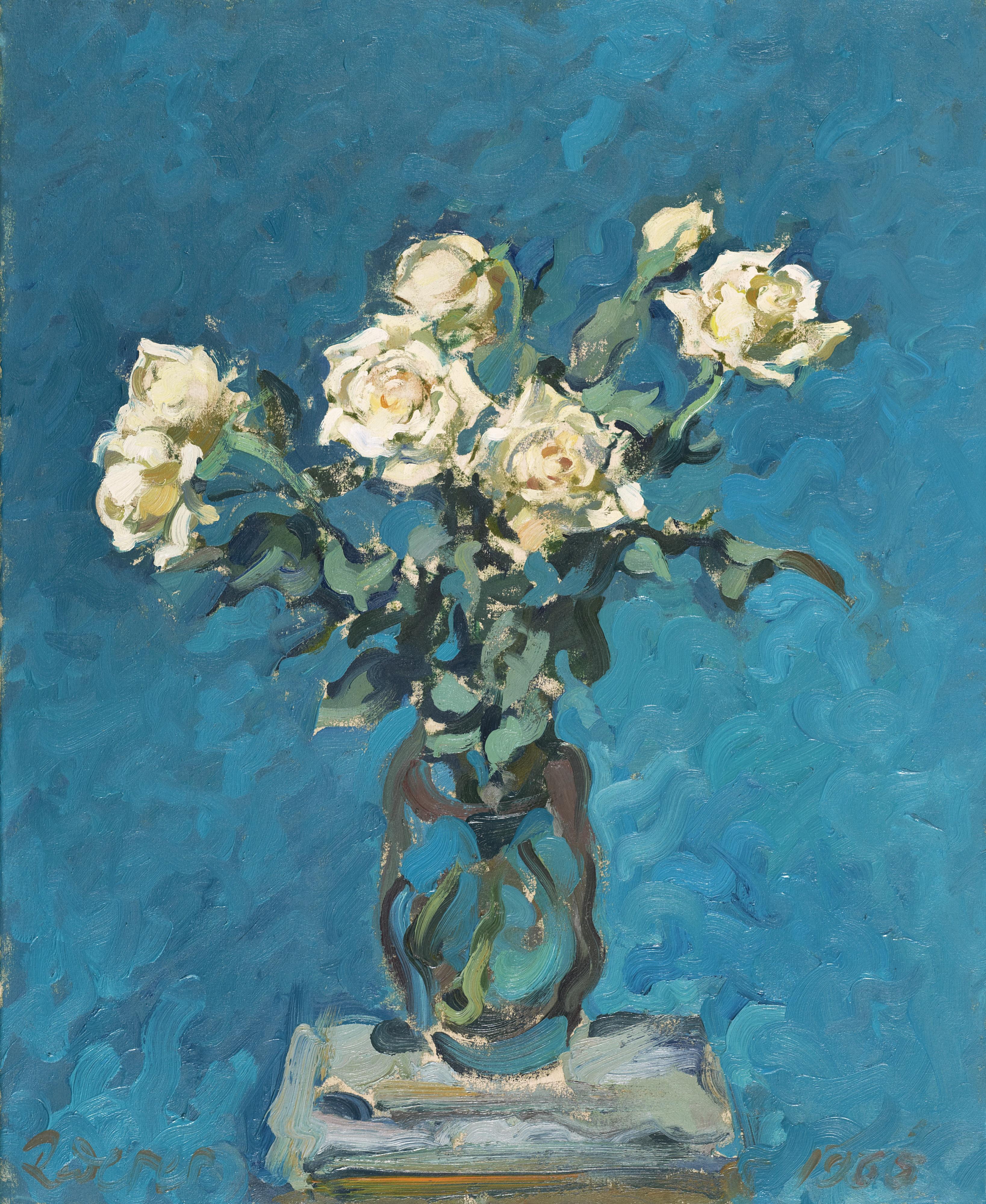 Franz Rederer - Rosenstillleben, 1965 - Recto Bildnis Einer Dame - Verso Still Life With Roses, 1965 - Recto Portrait Of A Lady - Verso