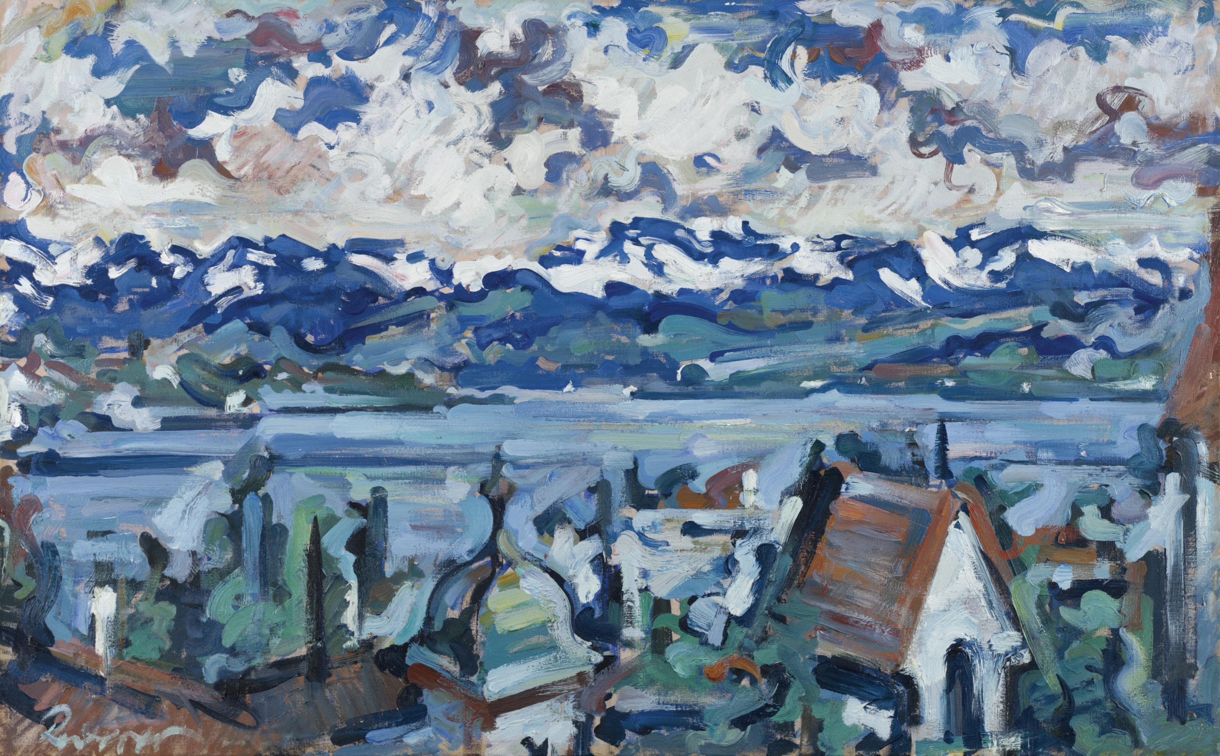 Franz Rederer - Zürichseelandschaft Mit Glärnisch View Of The Lake Zurich With Glärnisch