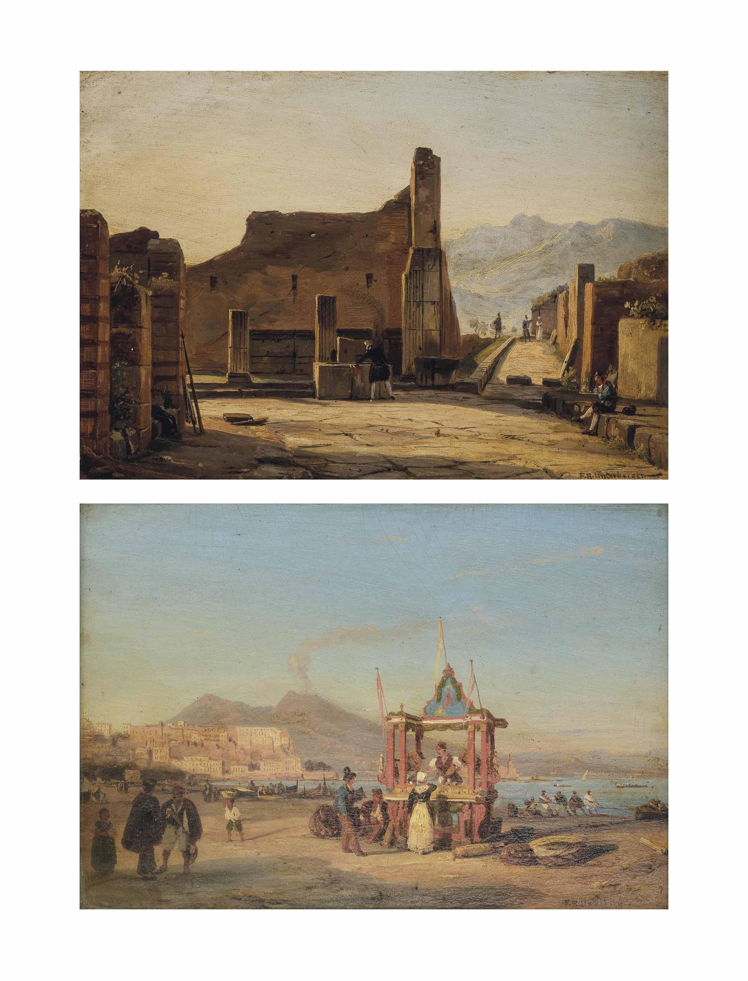 Franz Richard Unterberger - A stall on the shore, the Bay of Naples; and On the grand tour, Pompeii