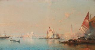 Franz Richard Unterberger - A view across the Lagoon towards the Grand Canal