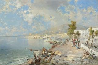 Franz Richard Unterberger - A view of the Gulf of Naples