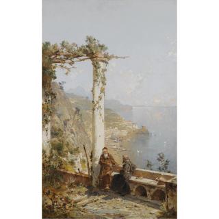 Franz Richard Unterberger - Austrian Kapuzinermönche Eines Klosters Bei Amalfi Hoch Über Dem Golf (Amalfi Above The Bay Of Naples)