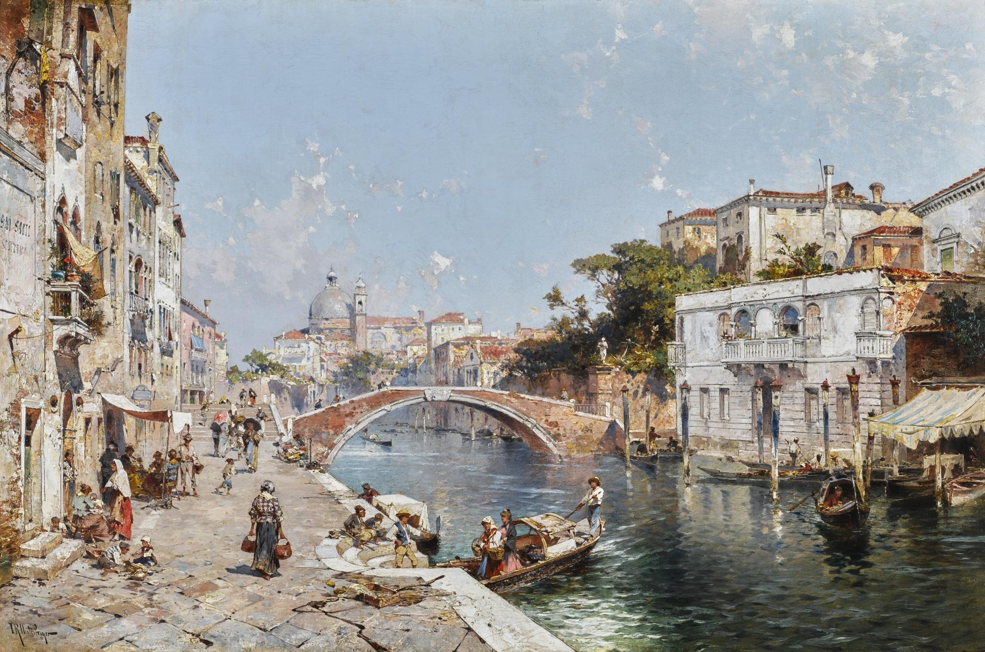 Franz Richard Unterberger - Austrian Rio Dei Ognissanti With Santa Maria Del Rosario, Venice