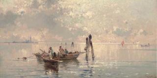 Franz Richard Unterberger - Learning to fish on the Lagoon, Venice