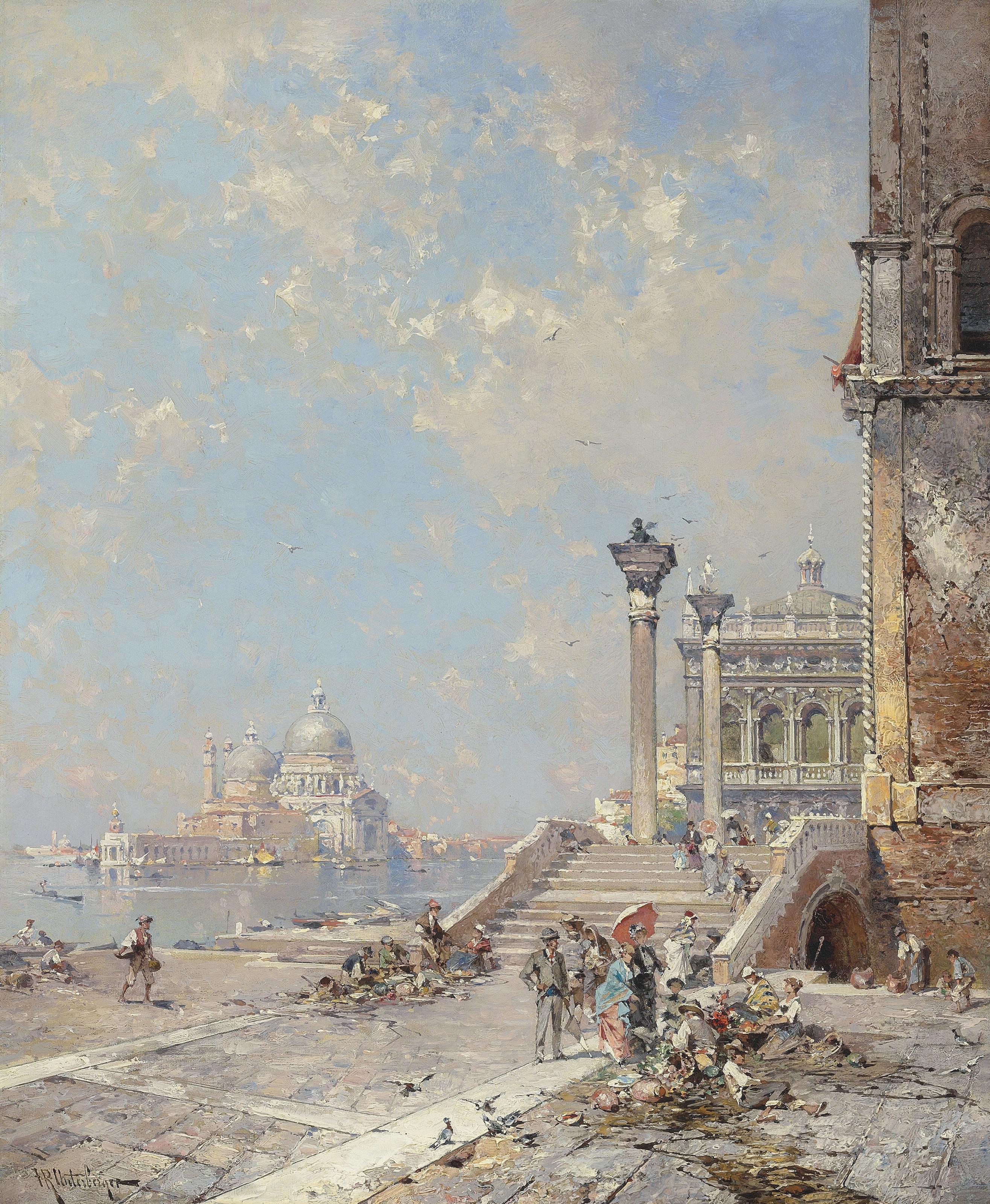 Franz Richard Unterberger - Ponte di Paglia, Riva Schiavoni, Venice