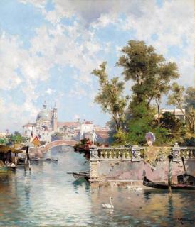 Franz Richard Unterberger - The Rio Ognissanti and the church of the Gesuiti, Venice