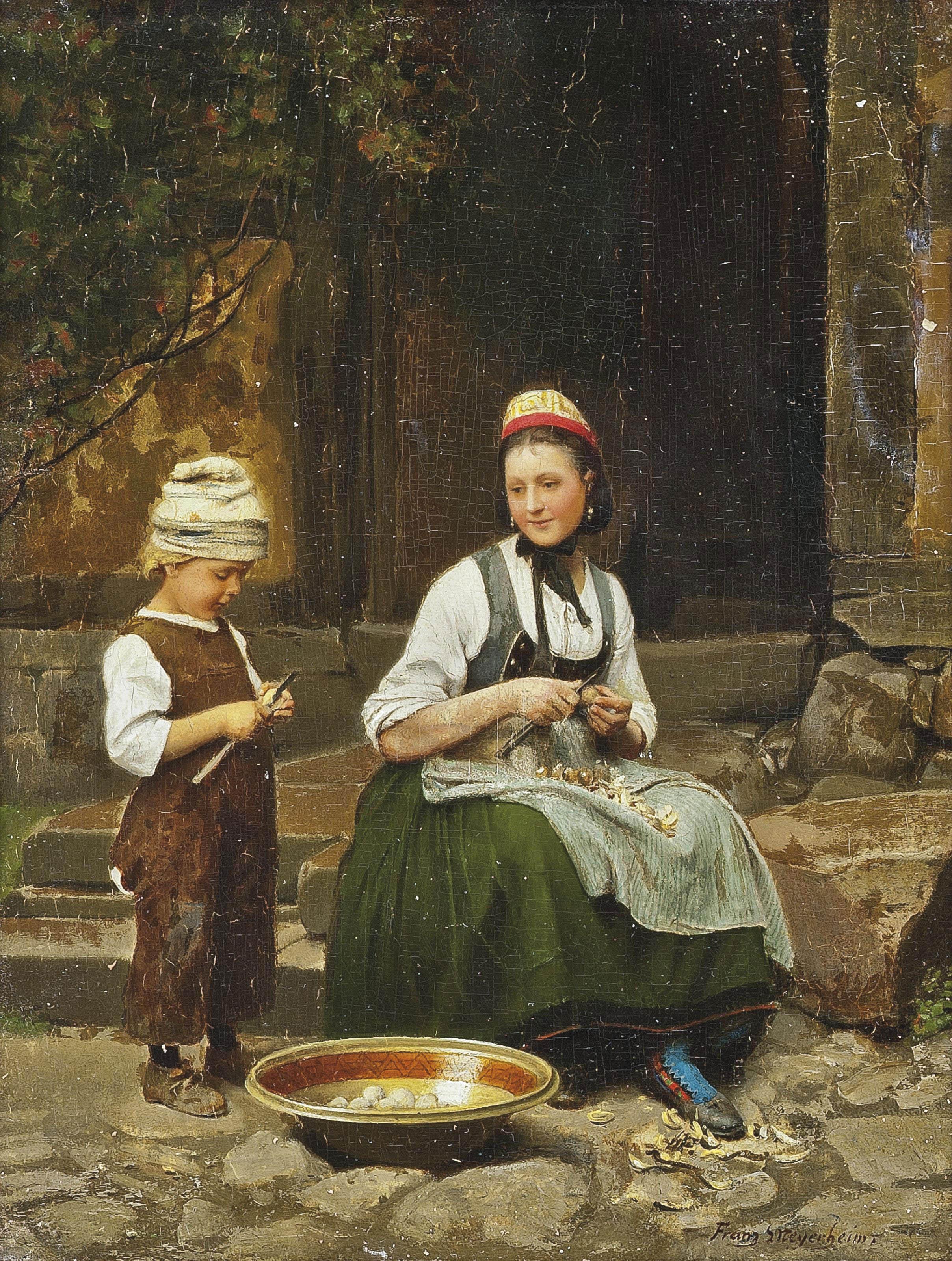 Franz S. Meyerheim - Peeling potatoes