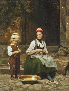 Franz S. Meyerheim - Peeling potatoes