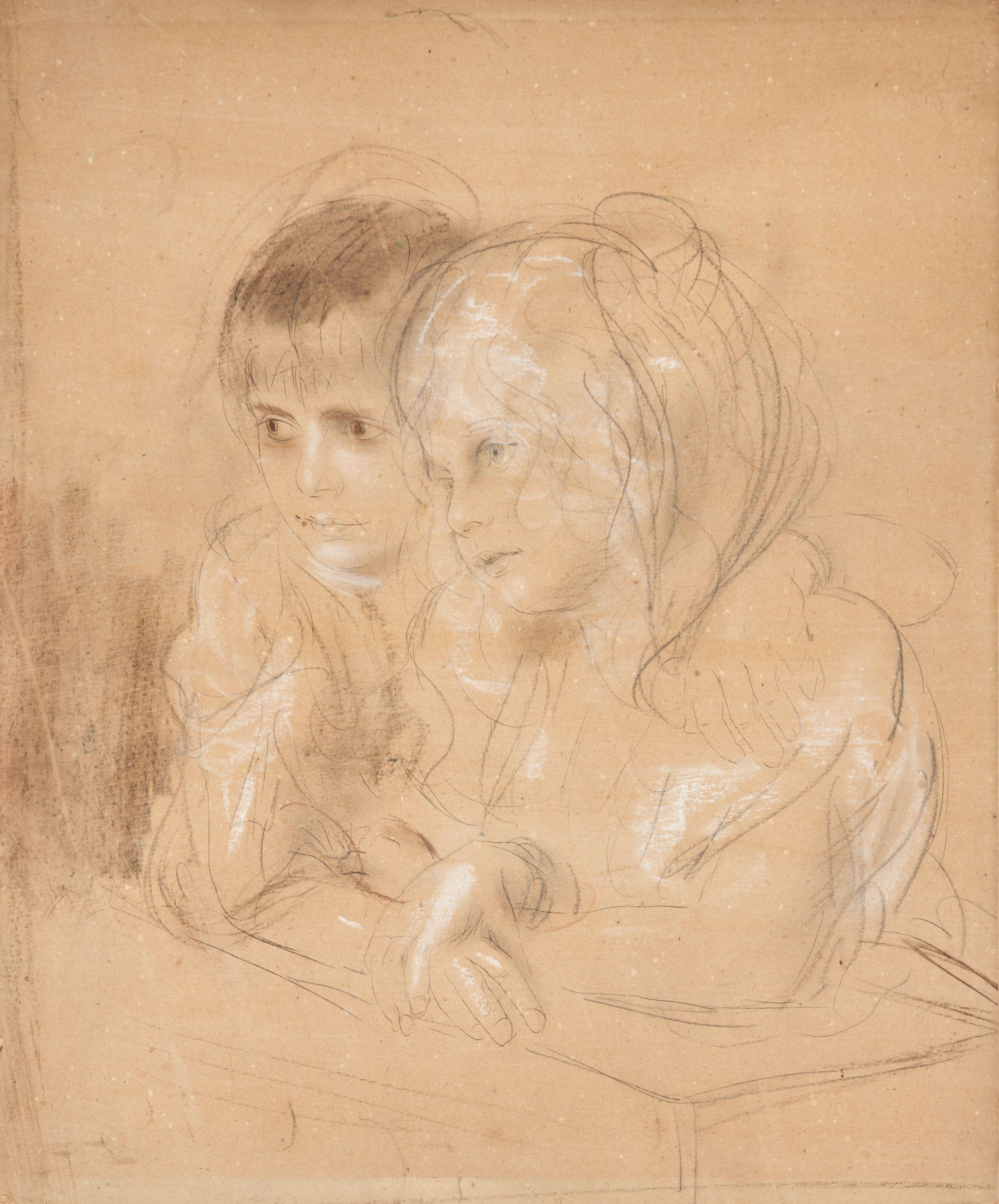 Franz Seraph Von Lenbach - A Portrait of Two Young Children