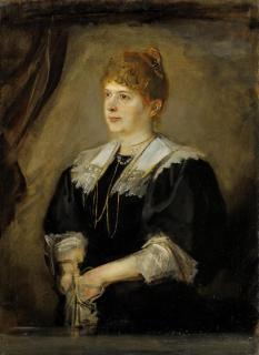 Franz Seraph von Lenbach - Portraitstudie einer jungen Frau im schwarzen Kleid (»Schwester von Frau Pringsheim«).