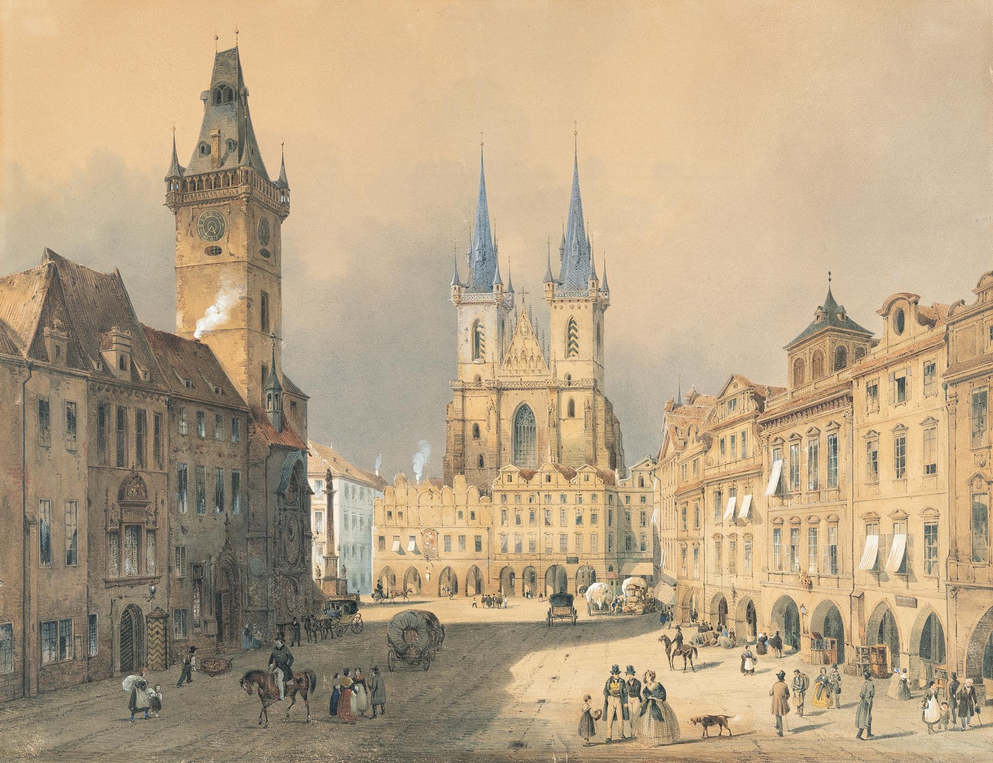 Franz Simm - Prag, Blick auf die Teynkirche und den Altstädter Ring