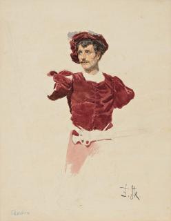 Franz Skarbina - Studie eines Mannes mit Hellebarde.