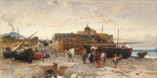 Franz Theodor Aerni - Neapolitan Fisherfolk At The End Of The Day