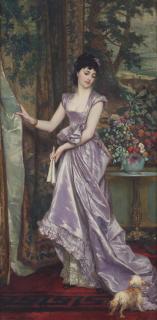 Franz Verhas - An elegant lady in purple