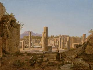 Franz Vervloet - Couple De Bergers Avec Des Agneaux Devant Les Ruines De Pompéi