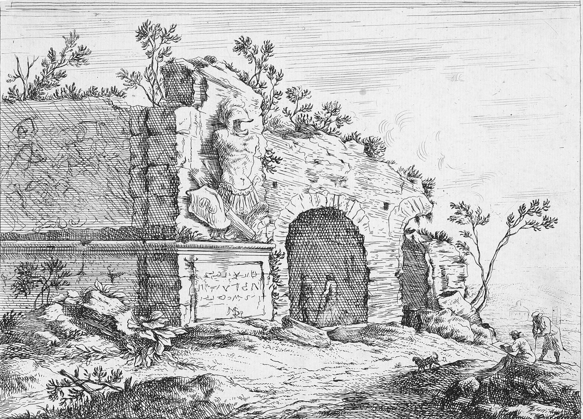 Franz von Bayros - Laszives Paar in geschmückter Kartusche mit dem Stadtwappen von