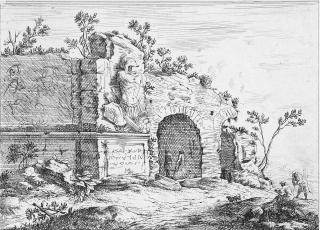 Franz von Bayros - Laszives Paar in geschmückter Kartusche mit dem Stadtwappen von