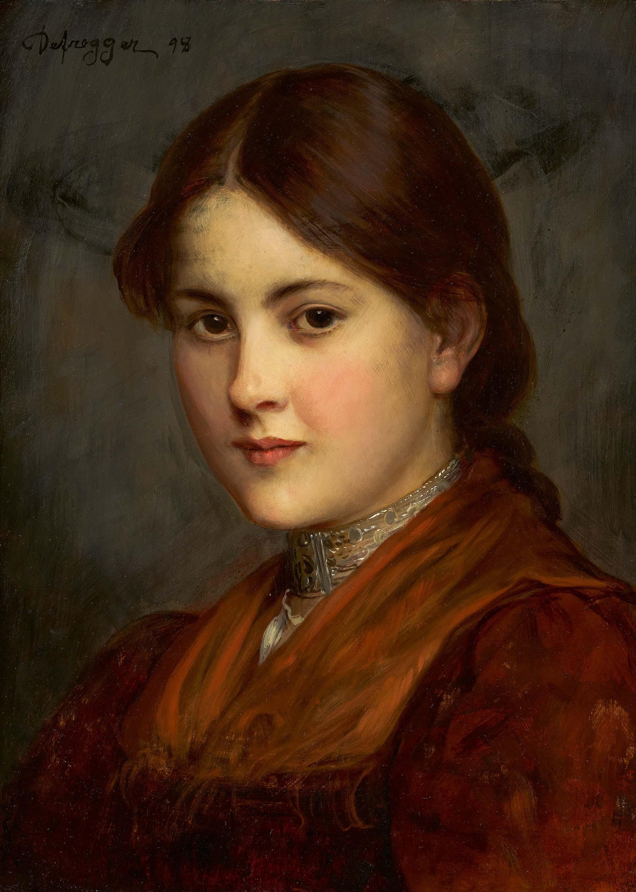 Franz Von Defregger - Porträt einer jungen Tirolerin.