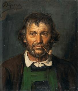 Franz von Defregger - Tiroler Bauer mit Pfeife