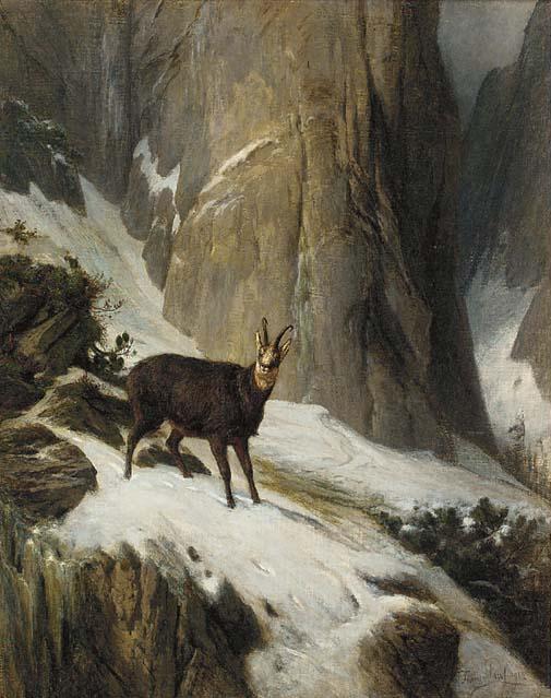 Franz Von Pausinger - Chamois in a mountain landscape