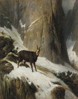 Franz Von Pausinger - Chamois in a mountain landscape