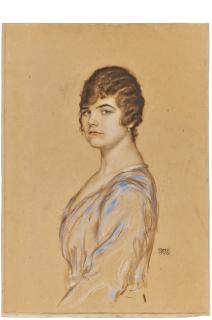 Franz Von Stuck - Girl In A Blue Dress