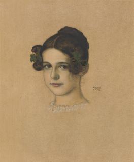 Franz Von Stuck - Portrait Of Mary With Green Ribbons