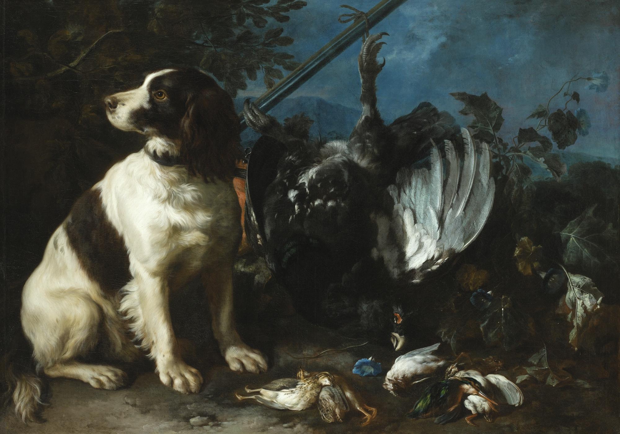Franz Werner von Tamm - Still Life With Hunting Trophies And A Young Dog