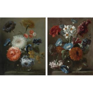 Franz Werner Von Tamm - Still Lifes Of Carnations And Other Flowers In Glass Vases