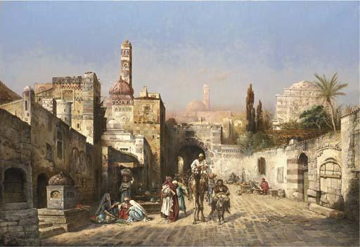 Franz Wurbel - A Market Scene in Tunis