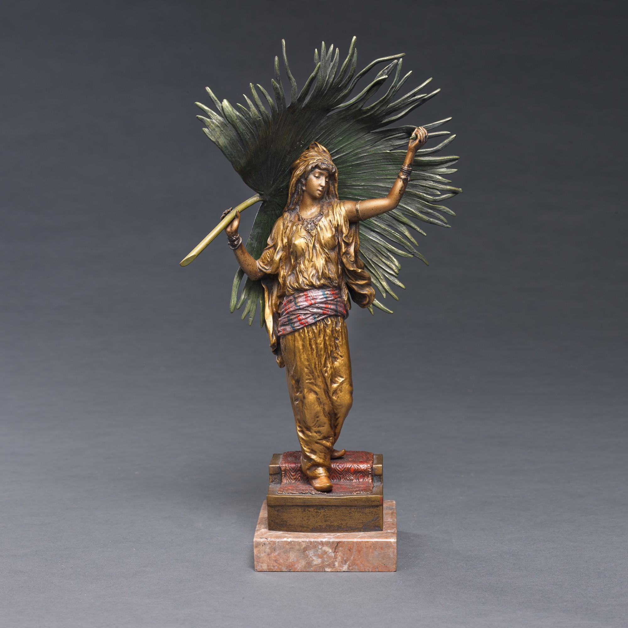 Franz Xaver Bergman - Woman Holding A Palm Leaf