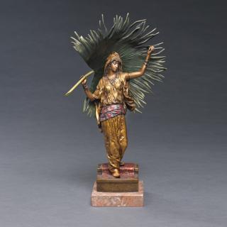 Franz Xaver Bergman - Woman Holding A Palm Leaf