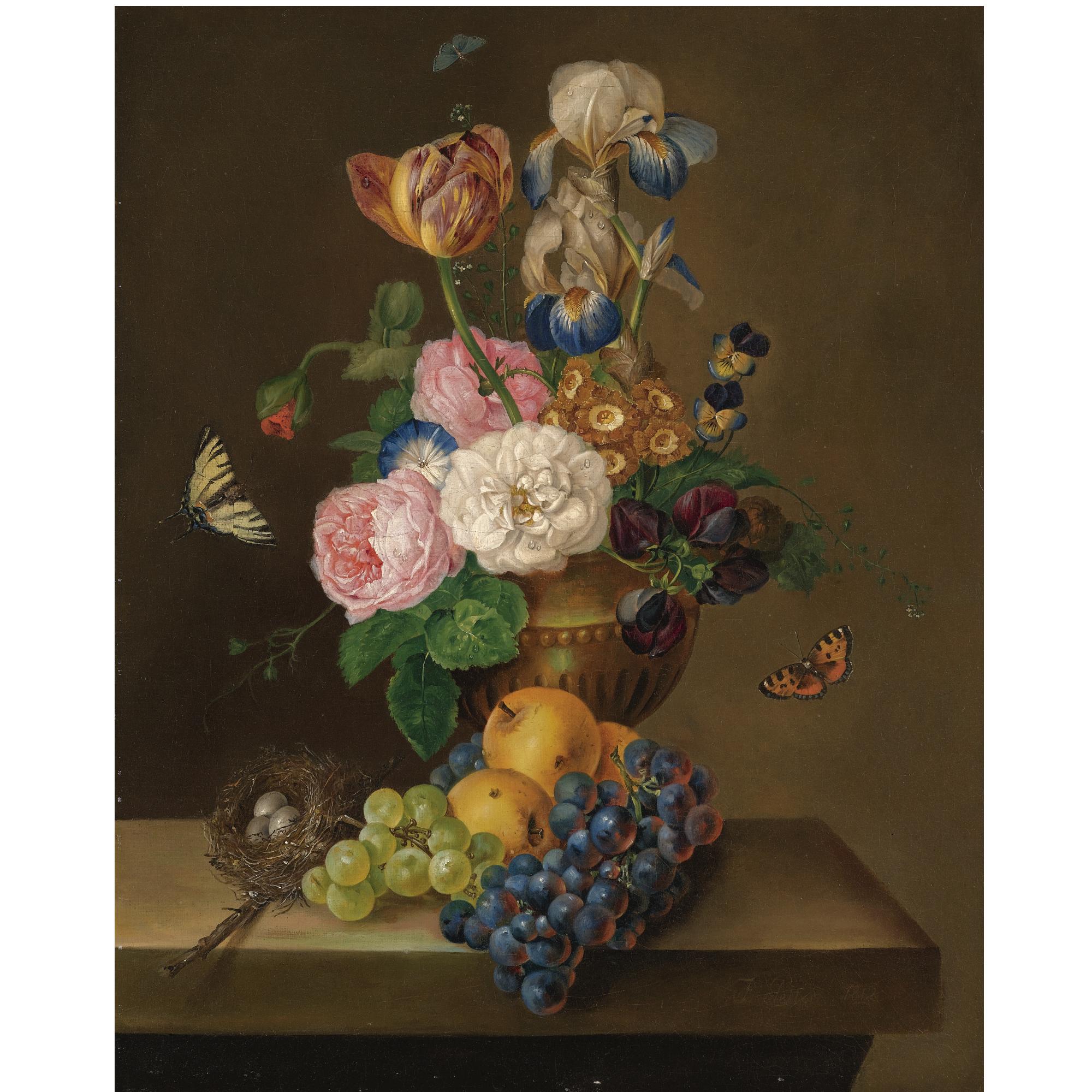 Franz Xaver Petter - Austrian Still-Leben Mit Obst Und Blumen (Still Life With Fruit And Flowers)