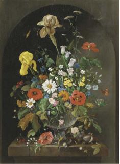 Franz Xaver Pieler - A bouquet of wild flowers in an alcove