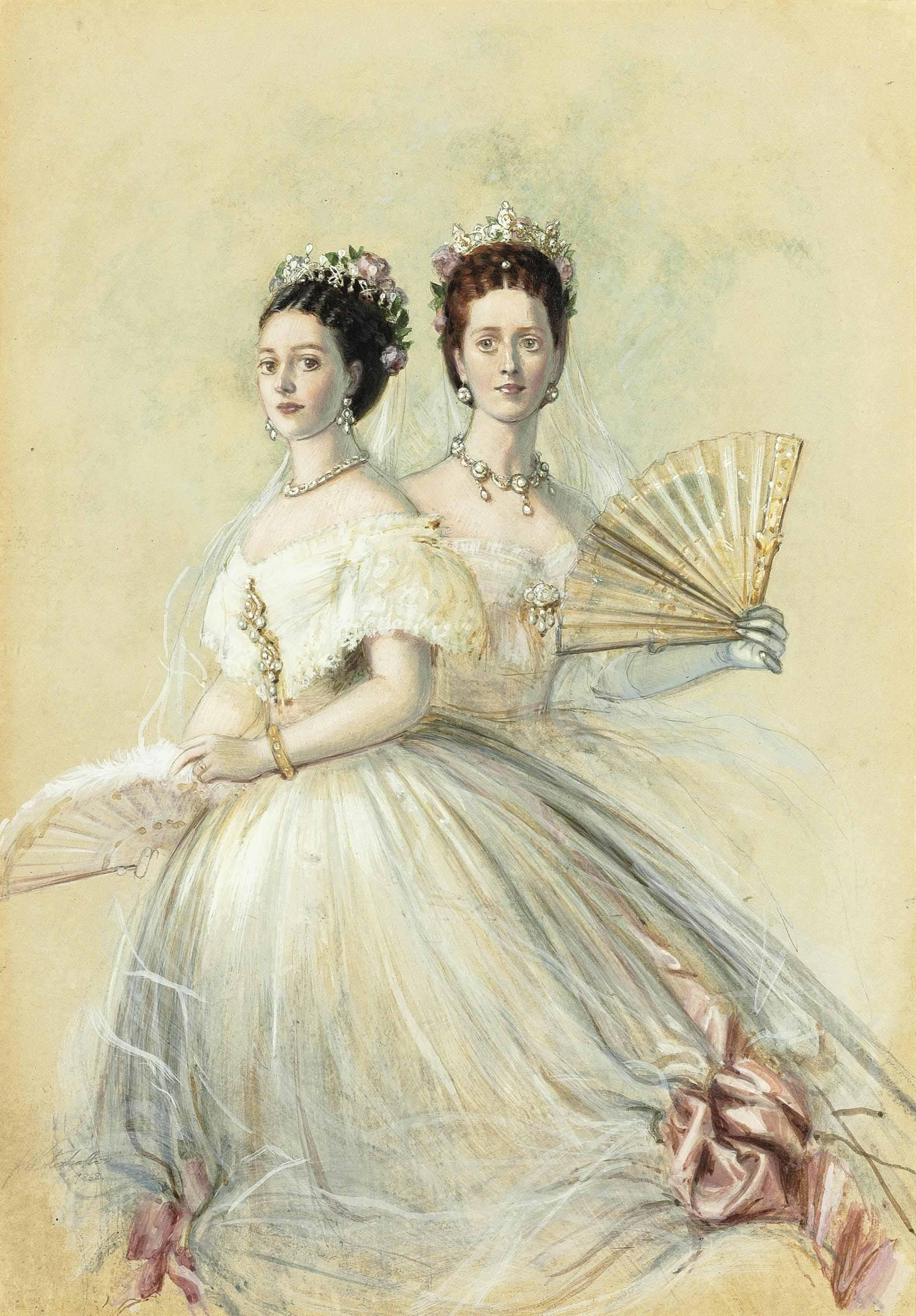 Franz-Xaver Winterhalter - Portrait Of Czarina Maria Feodorovna And Her Sister Alexandra, Princess Of Wales