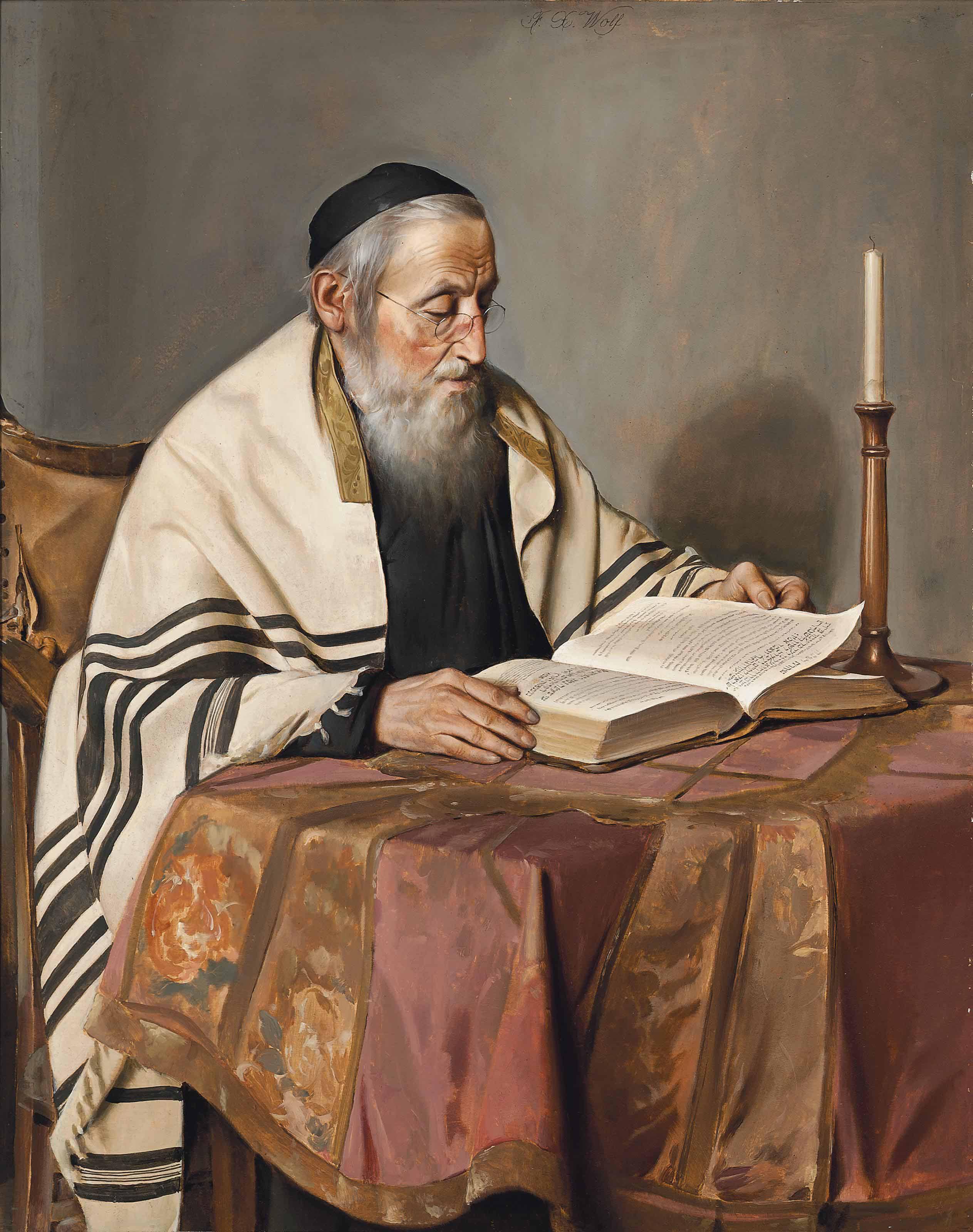 Franz Xaver Wolf - A Rabbi reading