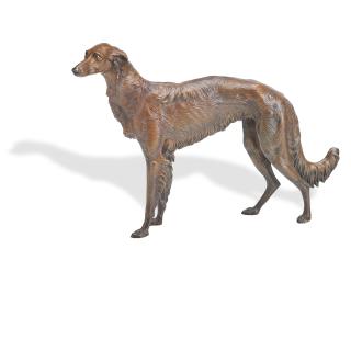 Franz Xavier Bergmann - An exceptionally large cold-painted bronze of a Borzoi