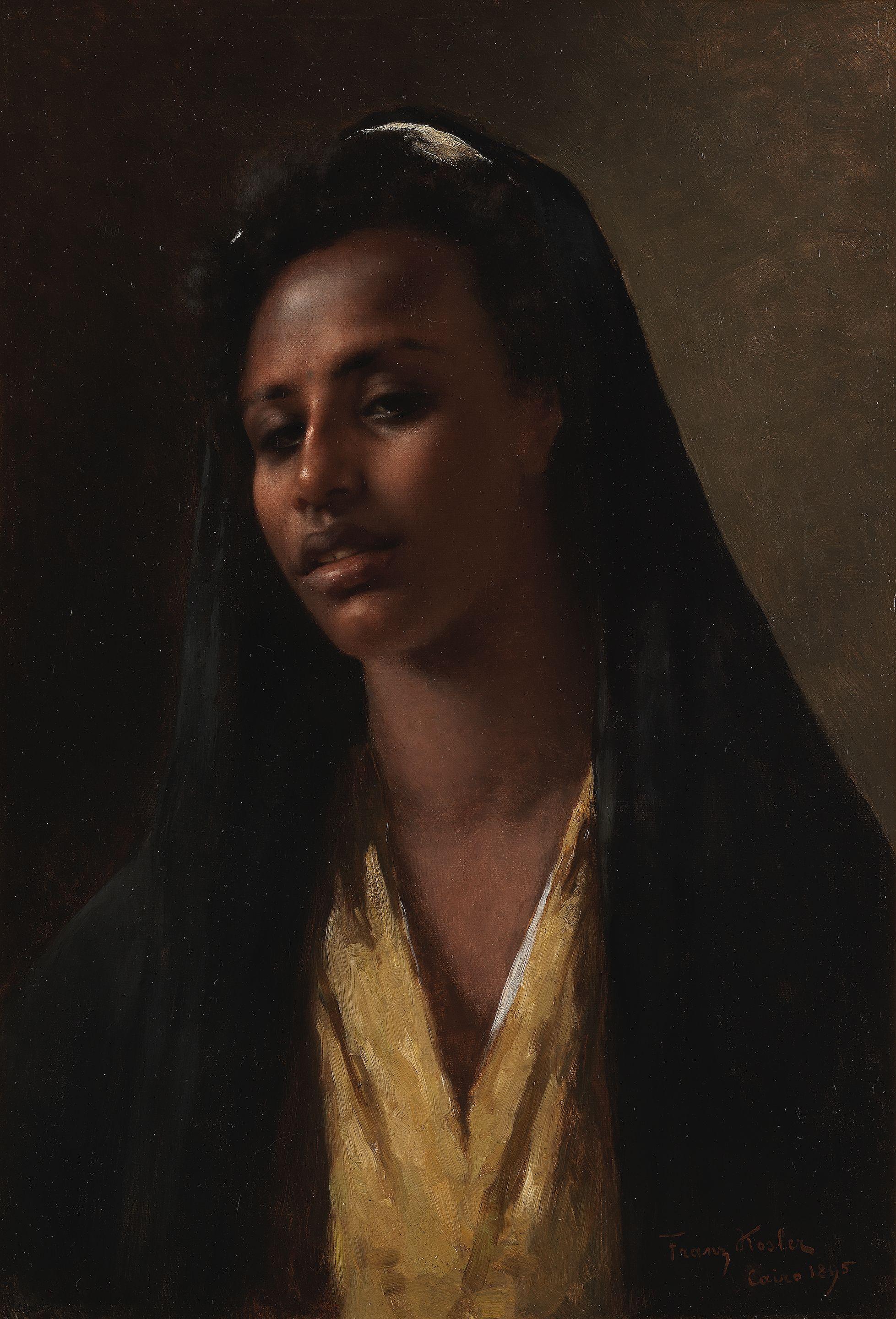 Franz Xavier Kosler - Portrait of a lady wearing a black headscarf