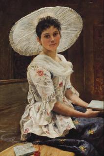Franz Xavier Simm - Young Beauty In A White Hat